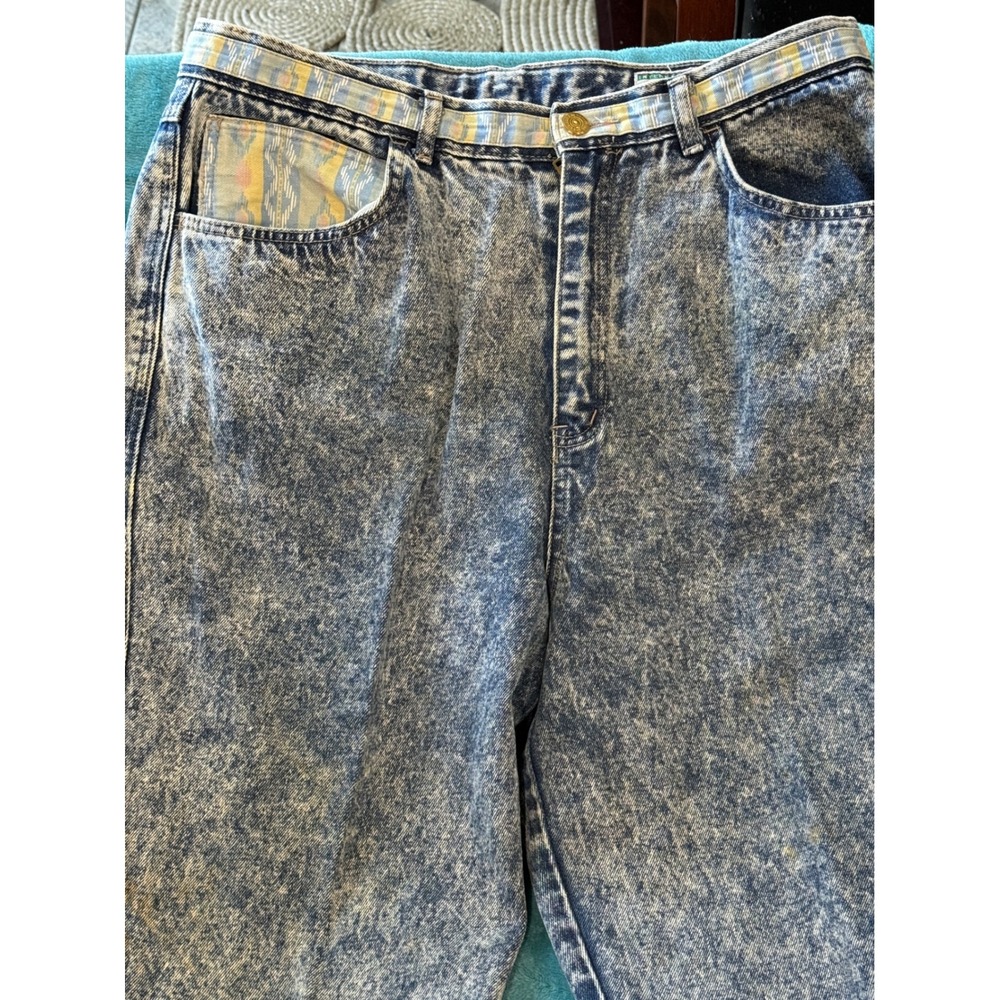 Vintage International Stefano‎ Acid Wash Lace Up Back High Waist Jeans 18W 34